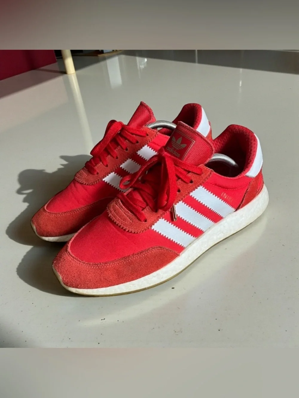 Adidas Iniki Runner Red White Mens 10.5 Sneakers BB2091 Athleisure Shoes
